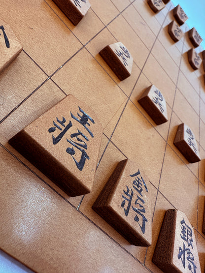 【受注生産受付中】オールレザー「本格牛革将棋駒」セット（彫り師 亘山）