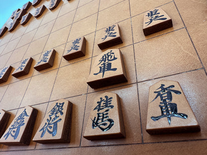 【受注生産受付中】オールレザー「本格牛革将棋駒」セット（書き師 天麻）